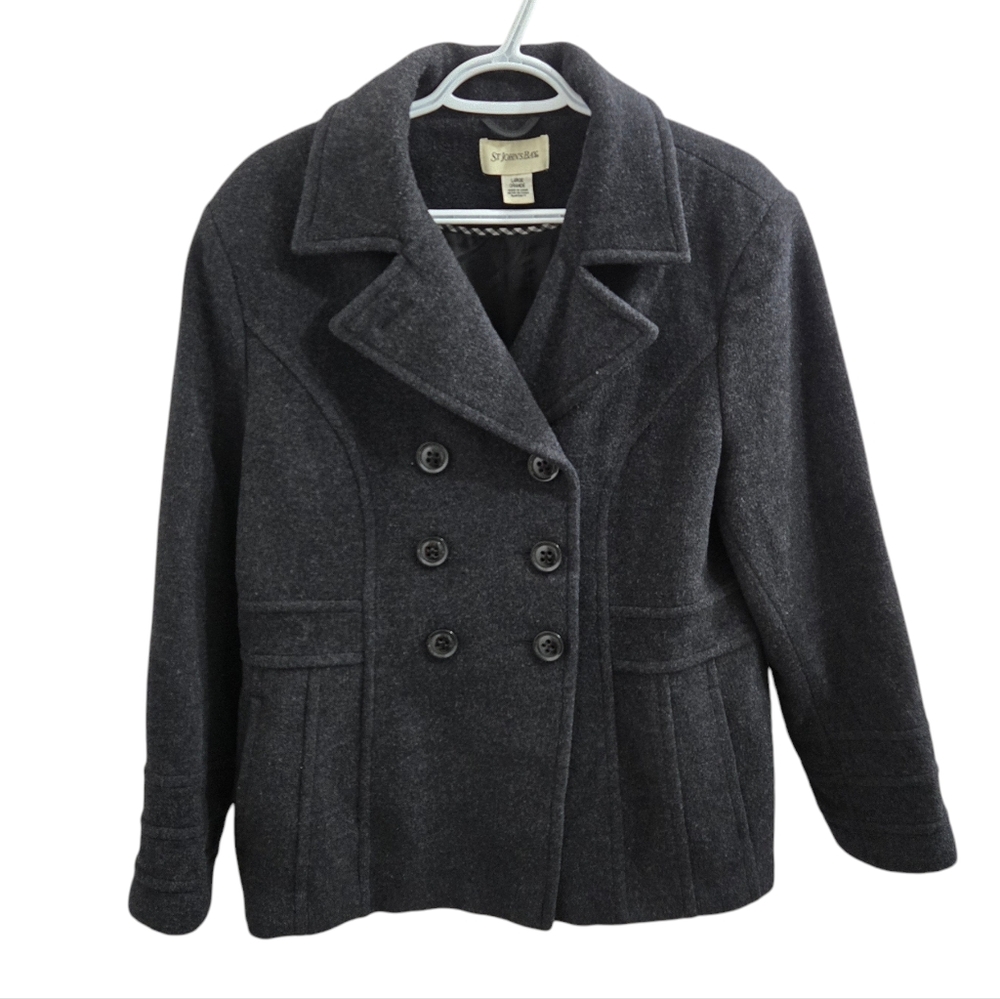 St. John's Bay Wool Cashmere Blend Pea Coat Size L